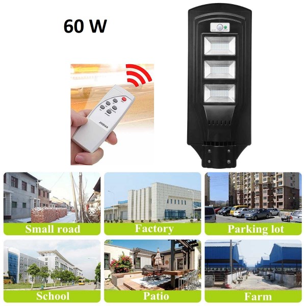 Lampa solara stradala 60 W cu senzor zi/noapte